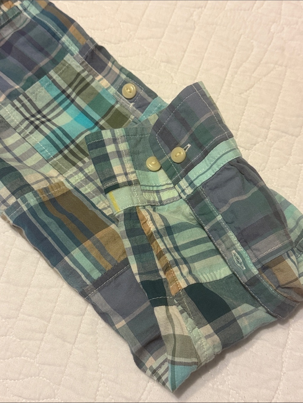 L. L. Bean Madras Patchwork Plaid Button Down Shirt.  Size large. - Picture 10 of 10
